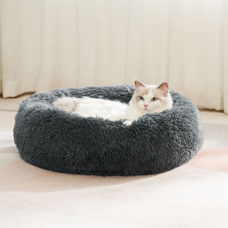 Plush Pet Nest Soft Donut Cat Bed – Cozy Round Couch for Cats and Small Dogs, Comfortable Sleeping Spot for Warmth and Deep Sleep, Suitable for Indoor Home Use — image 4