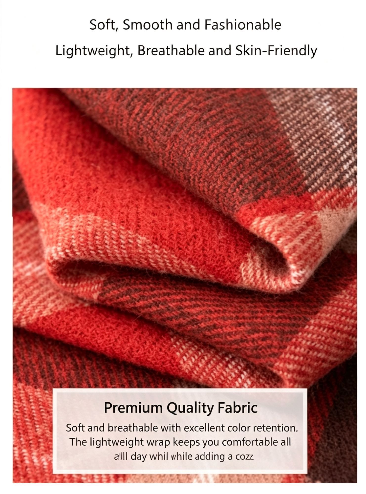 Lattice Soft Scarf, Cozy Cashmere Touch Wrap Shawl 37x200cm Blue Plaid Design for Daily Warm Keeping & Xmas Holiday Present ā image 3