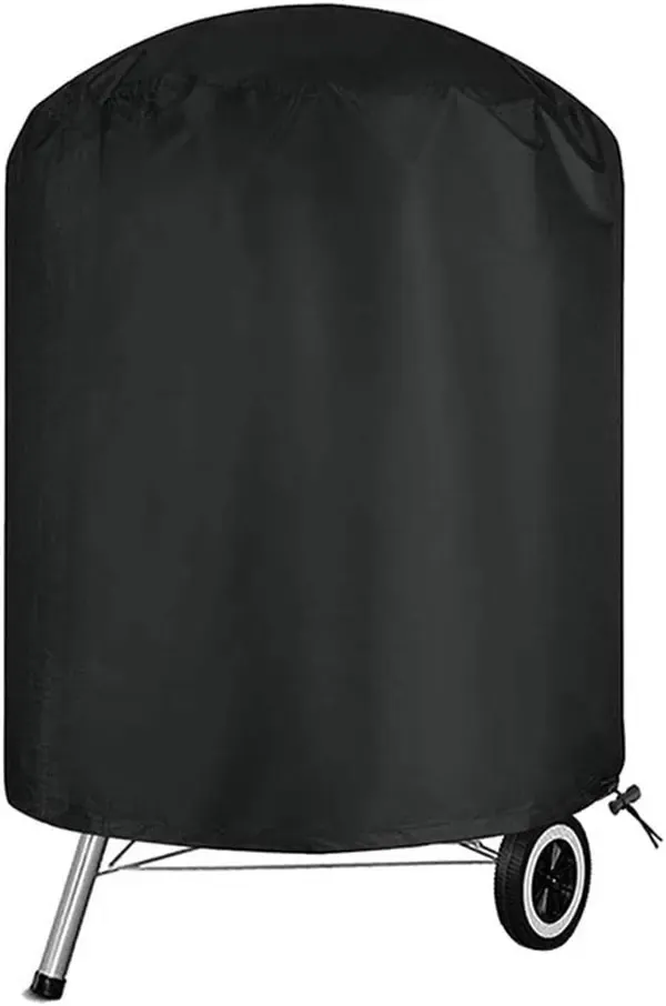 1 Piece 210D Oxford Charcoal Grill Cover, Waterproof Windproof Outdoor BBQ Protector with Drawstring, Black, 61 × 72 cm