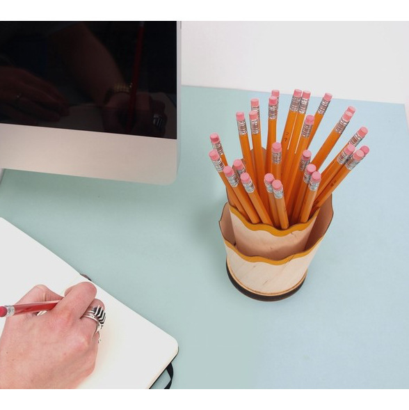 2PCS Red Creative Wooden Pencil Shaving Pen Holder - Novelty Desk Organizer & Stationery Storage โ image 3