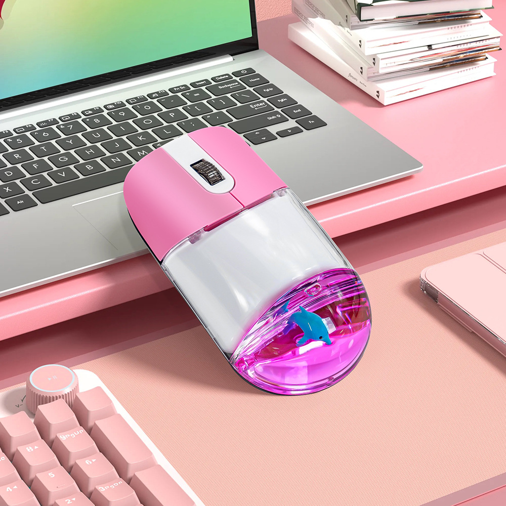Whimsical 2.4G Wireless Mouse with Floating Animal Design - Comfortable, Quiet & Portable(pink) — image 2
