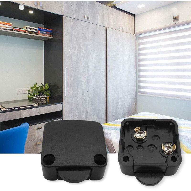 2 pcs Cabinet Door Switches Automatic Switch 1A 250V Closet Lamp Switches (Black) — image 4