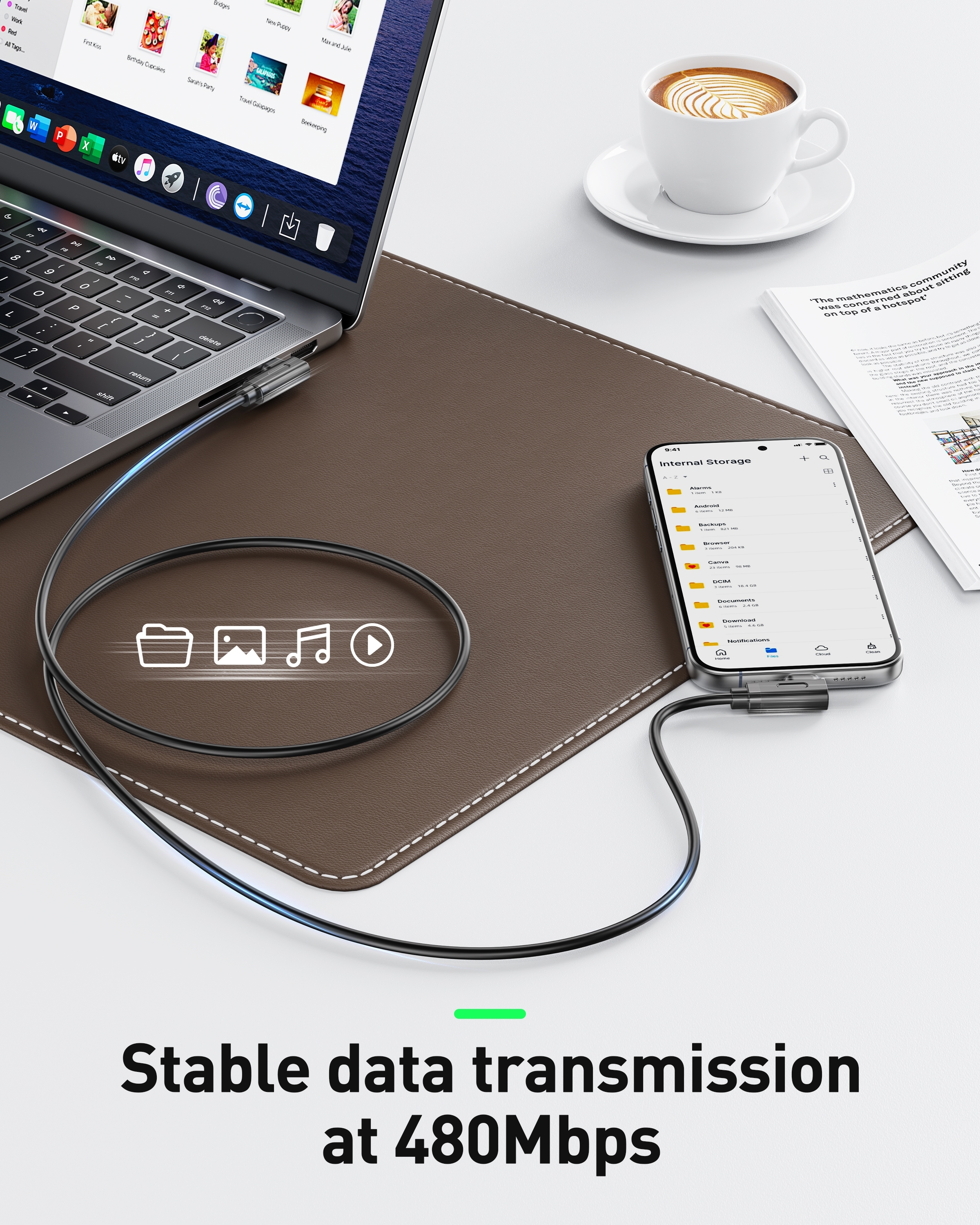 BENFEI 429BK-1M Right Angle USB C Cable 90-Degree, USB 2.0 Type C Charger Cable 3A Fast Charging, Nylon Braided USB-C to USB-C Cord โ image 3