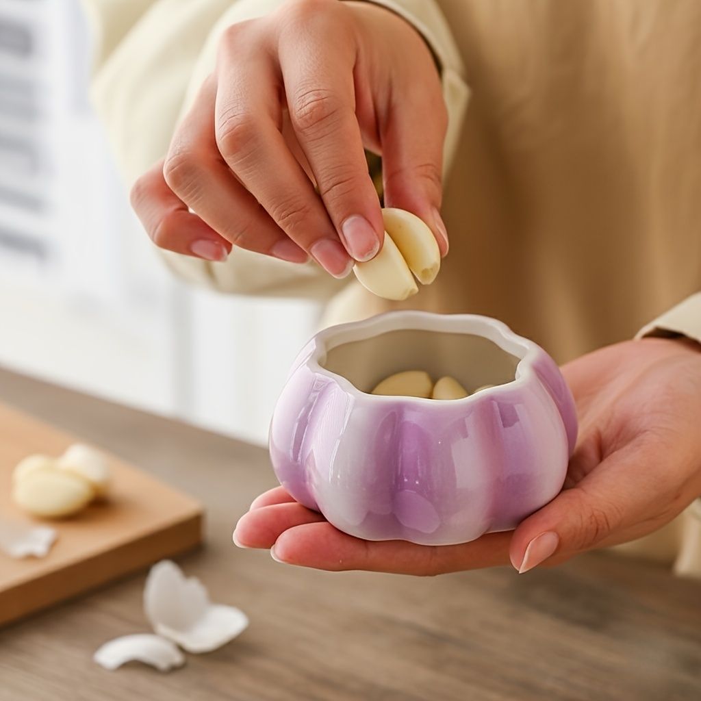 A Collection of Purple Garlic Ceramic Jars for Home Decoration, Serving As Both Sculptures And Organizers Purple — image 2