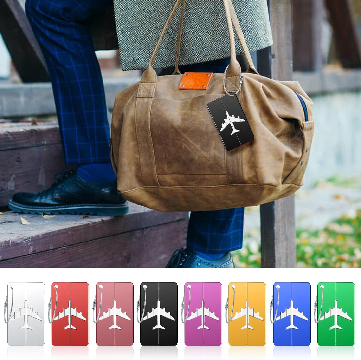 pcs Luggage Tags, Suitcase Tags, Luggage Labels Tags Aluminum Metal with Name ID Address Card — image 3
