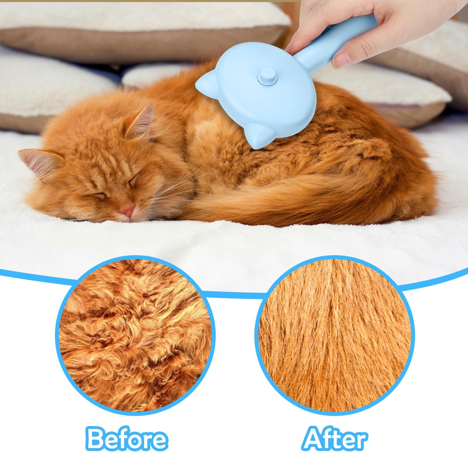 3 In1 Steamy Cat Brush for Shedding, Cat Steamer Brush for Massage, Pet Hair Removal Tool Comb for Cats and Dogs, Blue — image 4