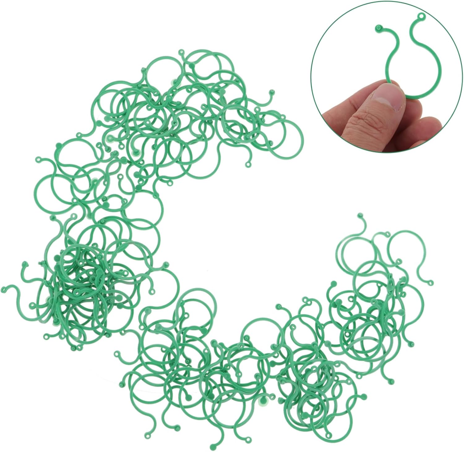 100 Pieces Plant Support Clips for Climbing Stems and Cut Flowers, Reusable Garden Ties for Indoor Plants, Vases and Flower Arranging, Green — image 6