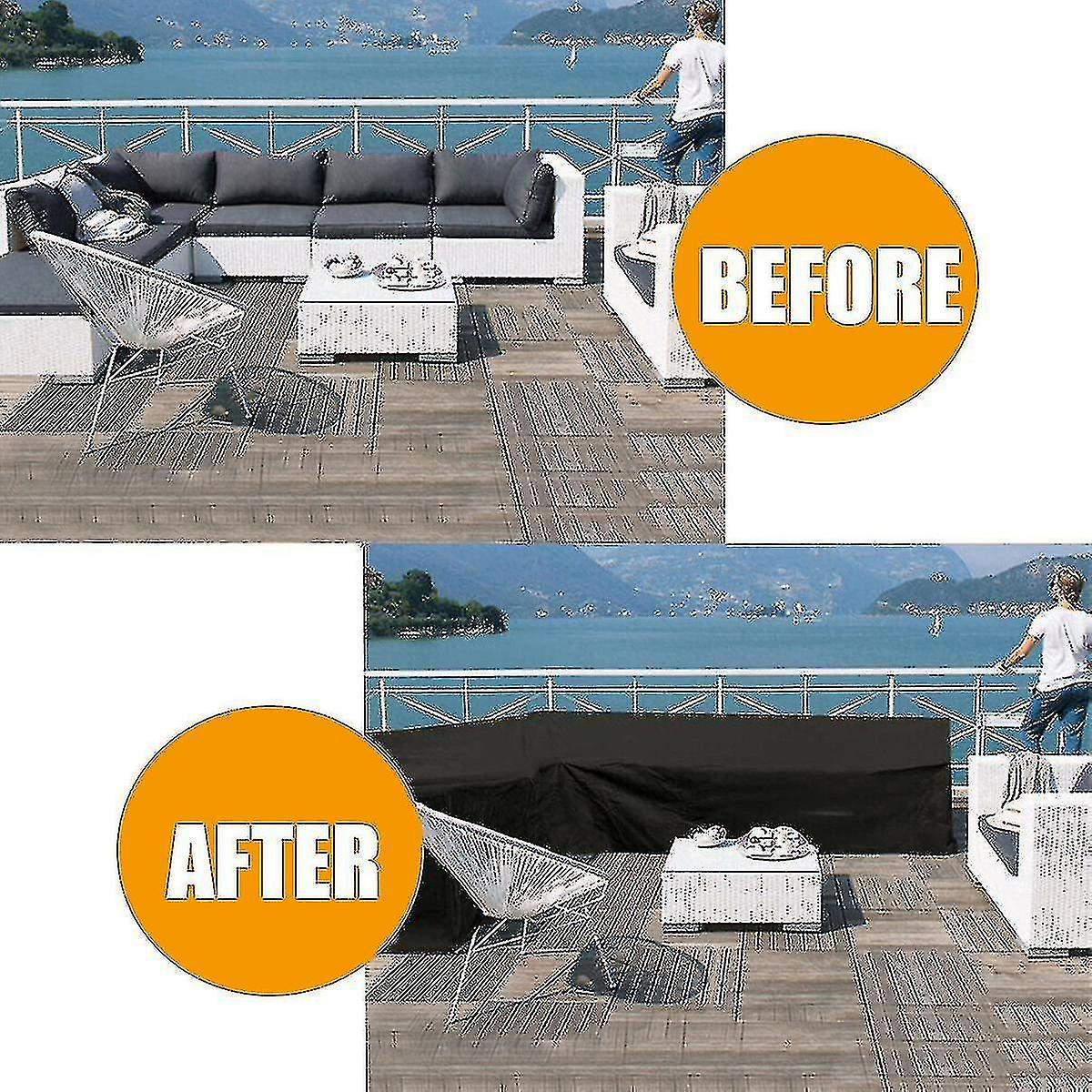 12 Sizes L-Shape All-Weather Cover Waterproof Rattan Corner Furniture Protector Garden Patio Outdoor Sofa Cover Dust Cover215*215*87cm — image 4