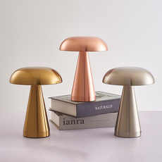 Silver Metal Mushroom Table Lamp - Rechargeable Touch Control Ambient Light with Remote — image 4