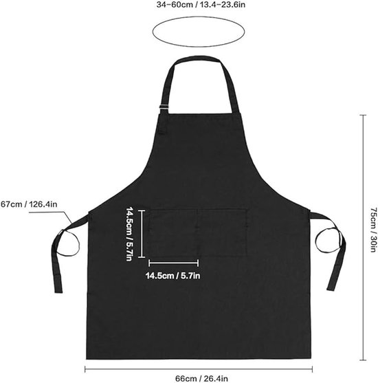 Apron - 1 piece - Cooking apron - Cotton Apron - Work apron - Black cotton apron — image 2