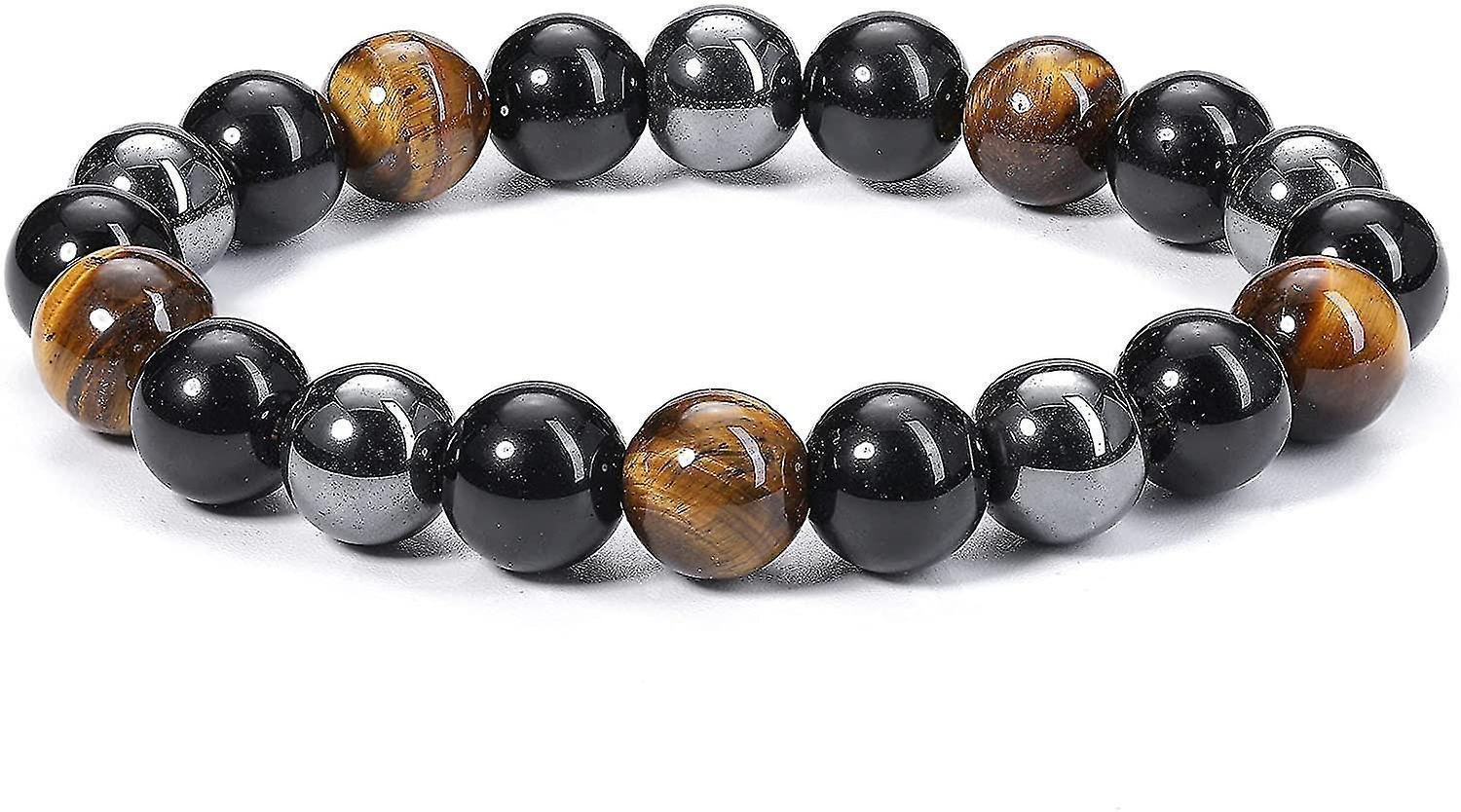 Hematite Black Obsidian Tiger Eye Stone Bracelets For Men Women 10mm Natural Round Gemstone Beads Beaded Healing Crystal Triple Bracelet โ image 3