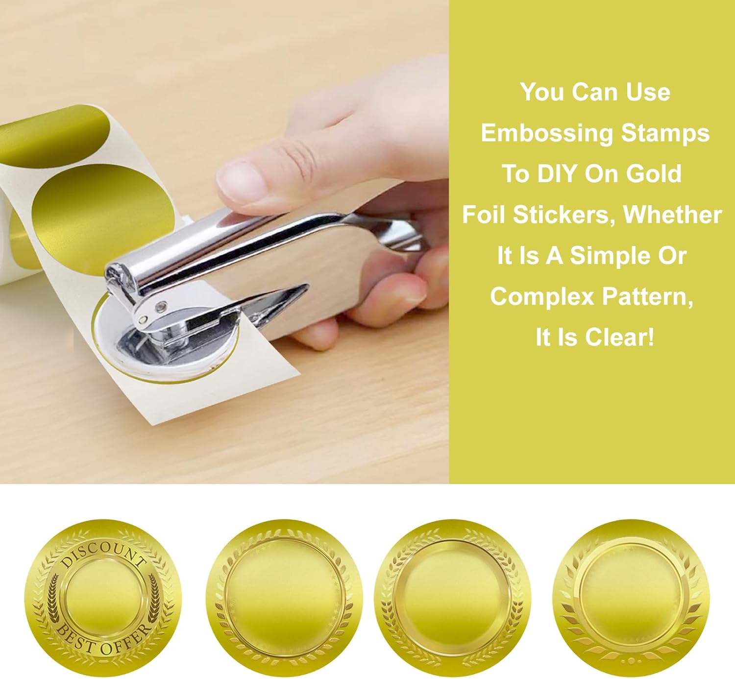 Embossing Stickers 300Pcs 2'' Gold Foil Seals Stickers for Certificates Self Adhesive Round Envelope Seal Label Sticker Roll Blank Embosser Stamp Sticker for — image 4