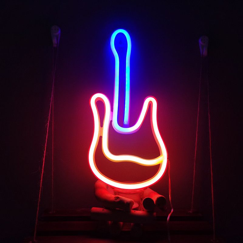 Neon Guitar Light, Neon Light,Art Neon Sign LED Guitar Neon Light Sign USB Operated Decorative Bar Pub Store Club Garage Home — image 4