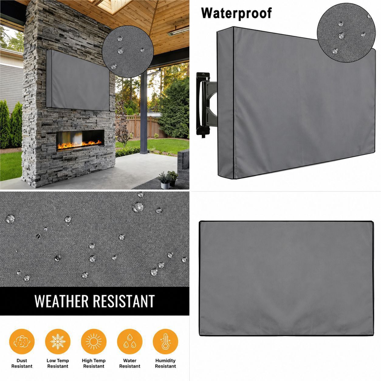 Weatherproof Outdoor Wall-Mounted TV Cover, 210D Oxford Fabric, Dustproof, Waterproof, and UV-Resistant for Patio, Terrace, and BBQ Area Use โ image 4