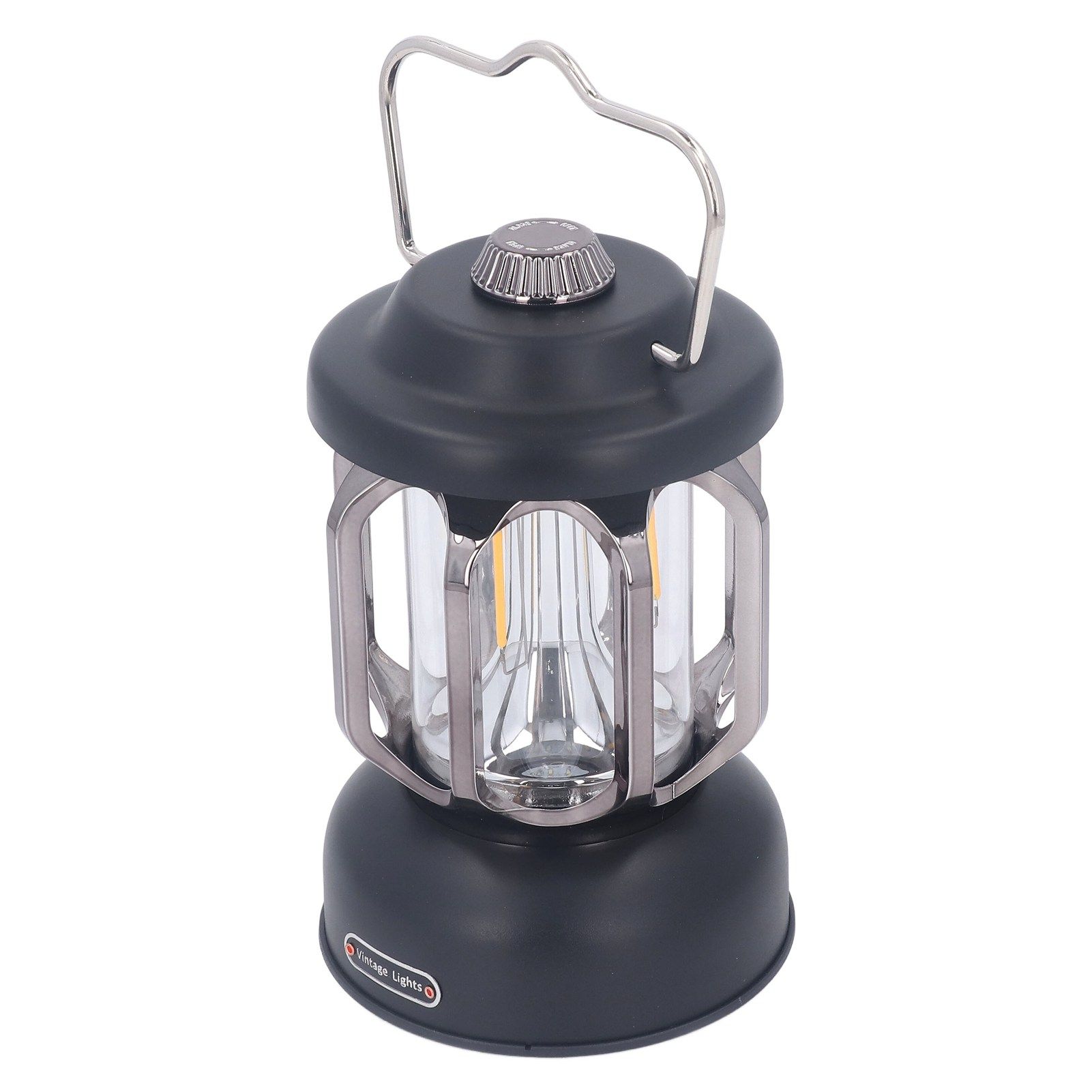 Retro Camping Lantern Vintage Camping Lamp Type C Rechargeable 3 Modes Dimmable with Hook Waterproof LED Tent Lamp for Garden Black โ image 2