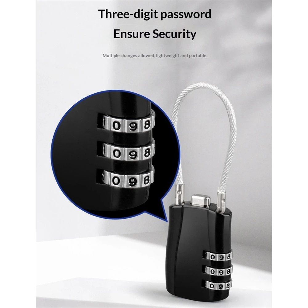 2 pack Wire Rope Cable Lock with Resettable Code, Combo Mini Lock for Helmet, Luggage, Ski, Snowboard, Bikes, Travel, Stroller & Cabinet Handle โ image 3