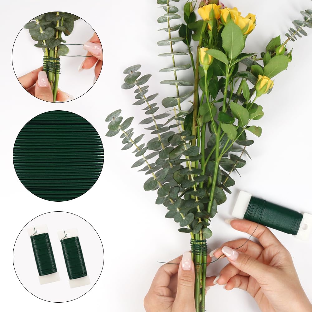 Green Floral Wire, 3 Pack Christmas Wreath Wire, 295 Feet 22 Gauge Florist Ties for Flower Arrangements, Christmas Ornaments, Wreath Making, Gardening, Crafts — image 4