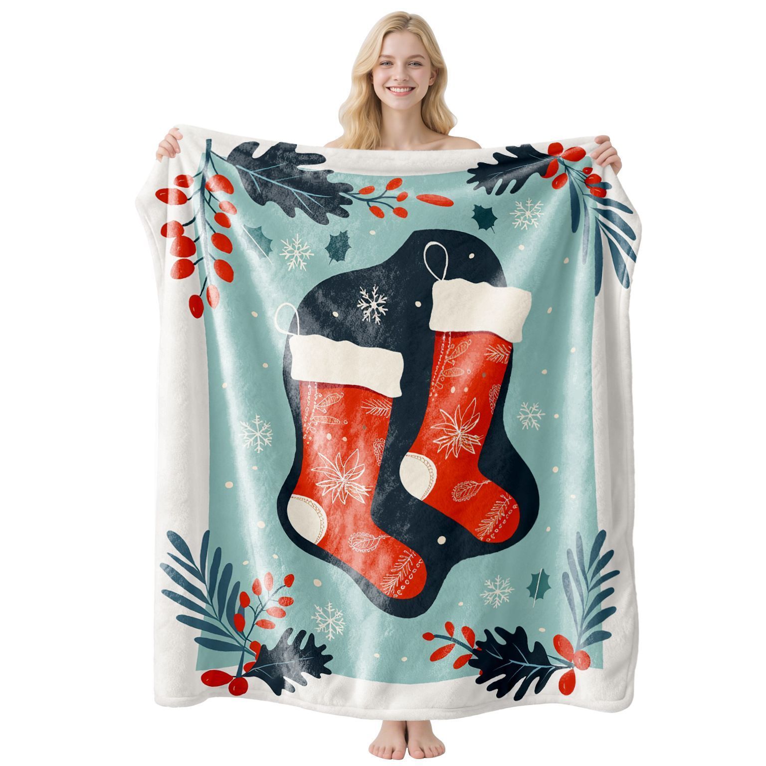Eye‑Catching Festive Flannel Throw Blanket, Multi‑Functional Air‑Condition Cover, Perfect Gift For Christmas & Halloween Interior Arrangement, Style FLR‑189