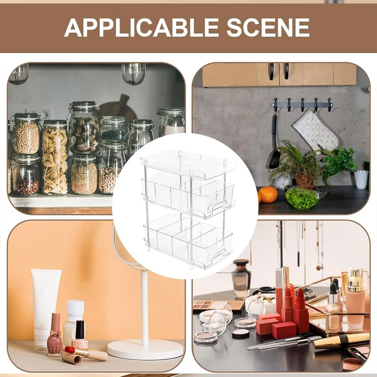 3 Layer Transparent Storage Rack Multi Functional Organizer Shelf Clear for Home โ image 6