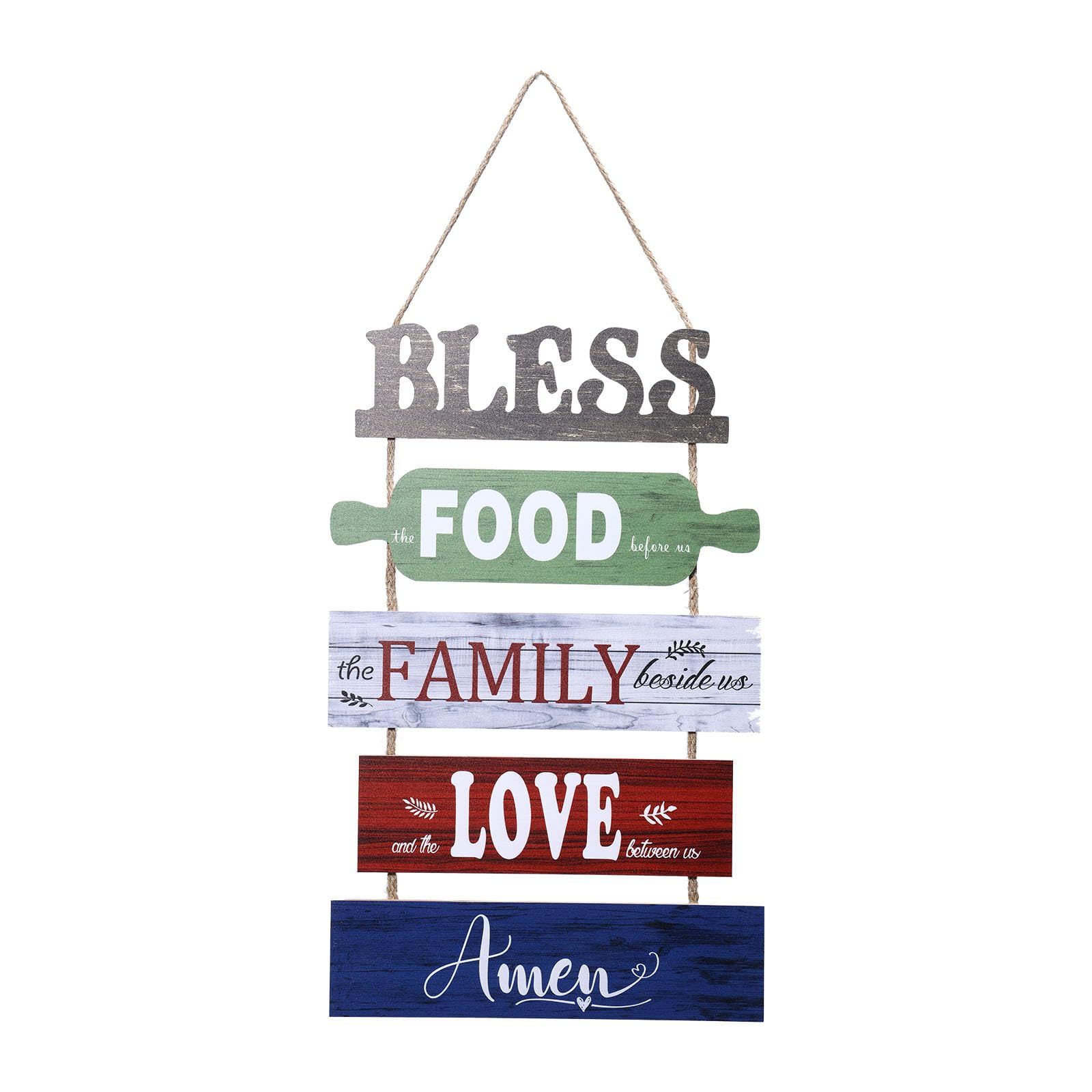 Wall Art Dining Room Wall Decor Signs, Great Gift for Farmhouse Kitchen Wall Decor Wooden Collage Wall Art (Retro Multicolor)