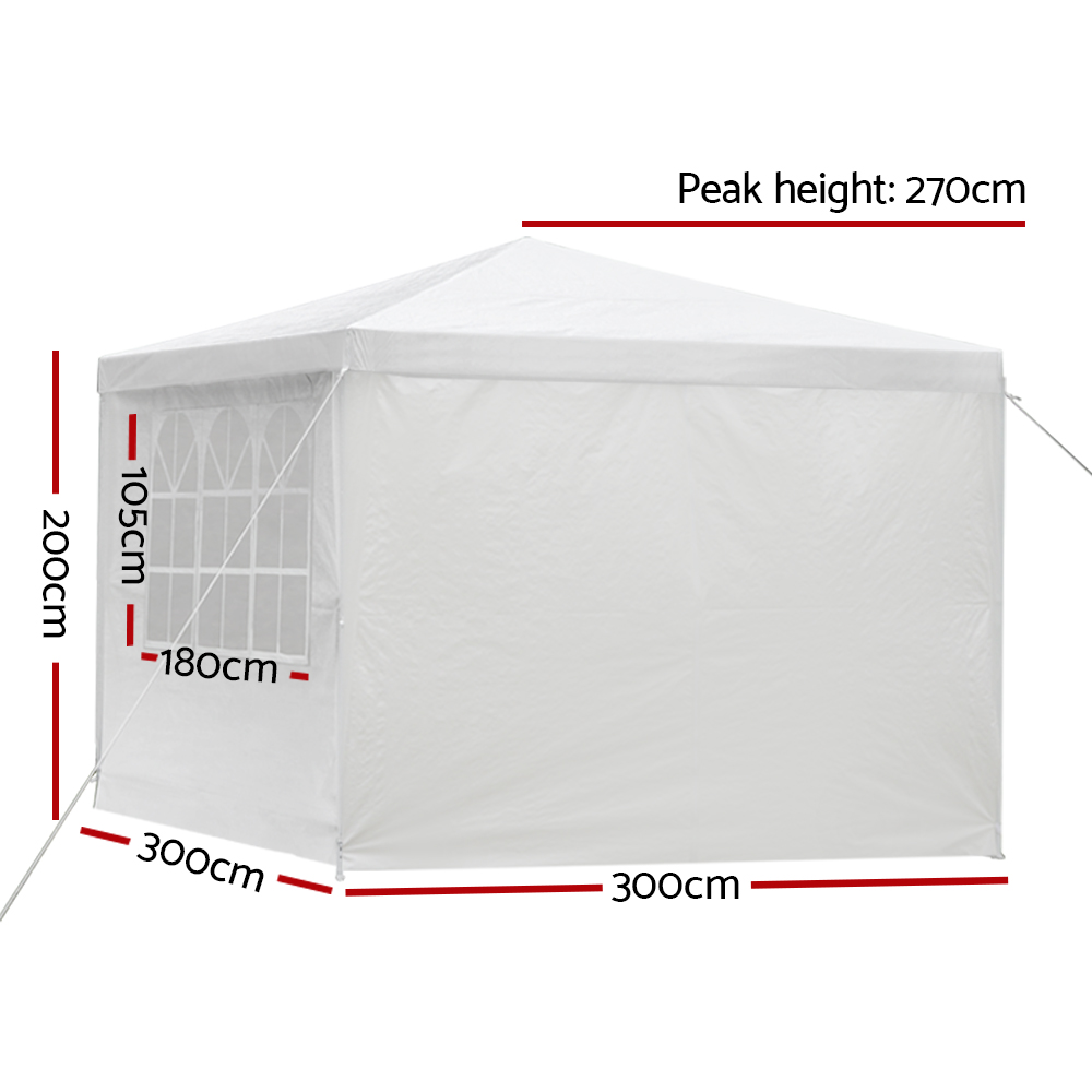 Instahut Gazebo 3x3m Marquee Wedding Party Tent Outdoor Camping Side Wall Canopy Window Panel White — image 2