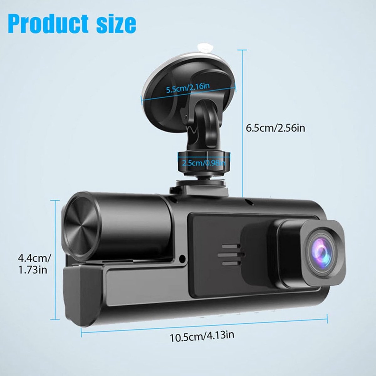 Dashcam - Dual lens 1080p - HD video recorder, wide viewing angle - Loop recording - For safety while driving, parking and traveling — image 3