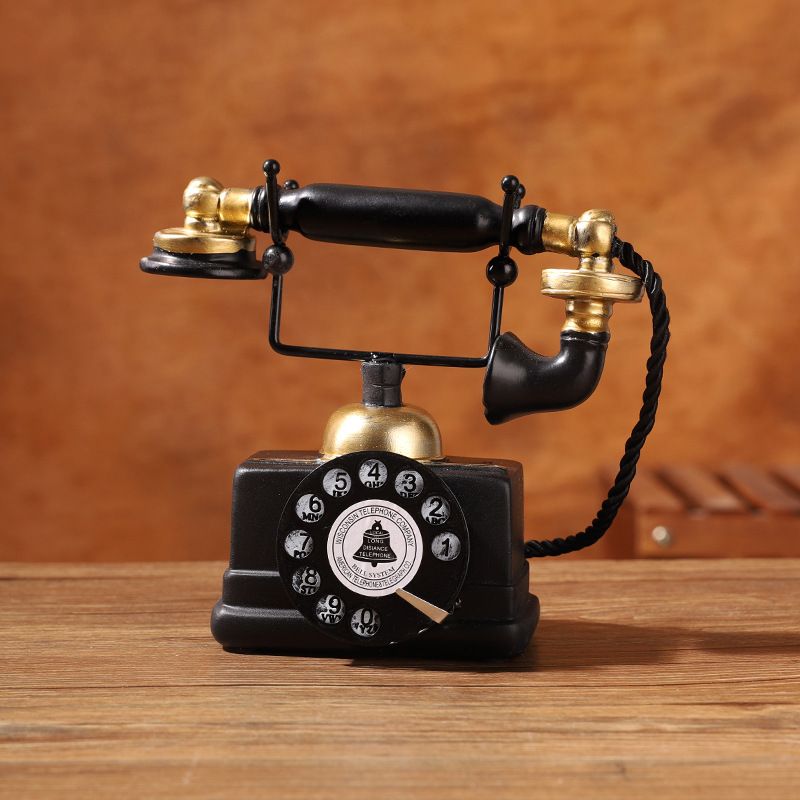 Large Creative Retro Decorative Phone Model Telephone Wall Decor, Vintage Rotary Telephone Decor Statue Artist (7.48x6.3x3.94) — image 2