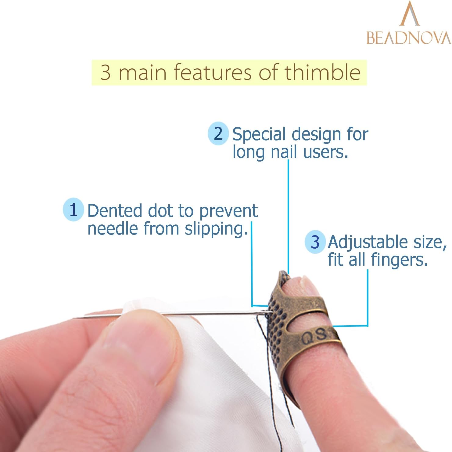 Thimbles for Hand Quilting Sewing Finger Protectors for Sewing Adjustable Metal Sewing Thimbles for Fingers Hand Embroidery Needlework Quilting Craft DIY โ image 4