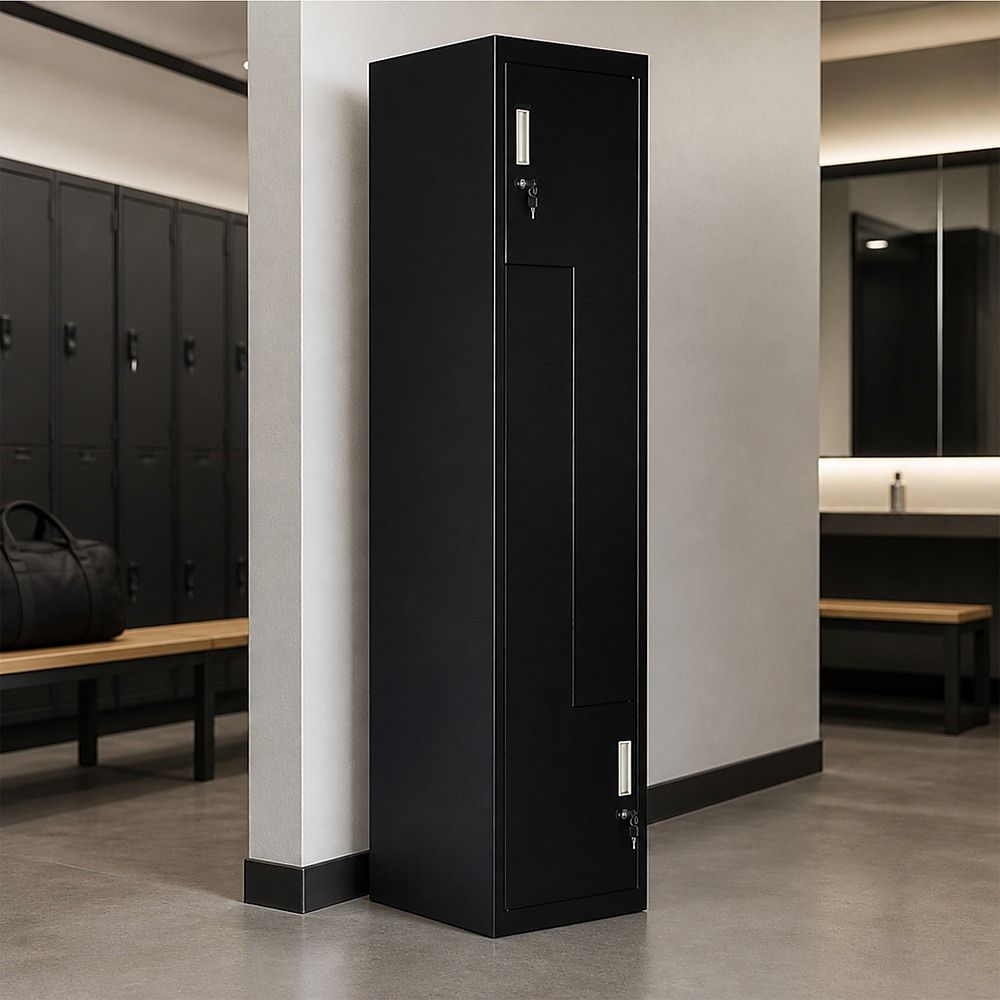 Black Two-Door L-shaped Office Gym Shed Storage Lockers — image 4