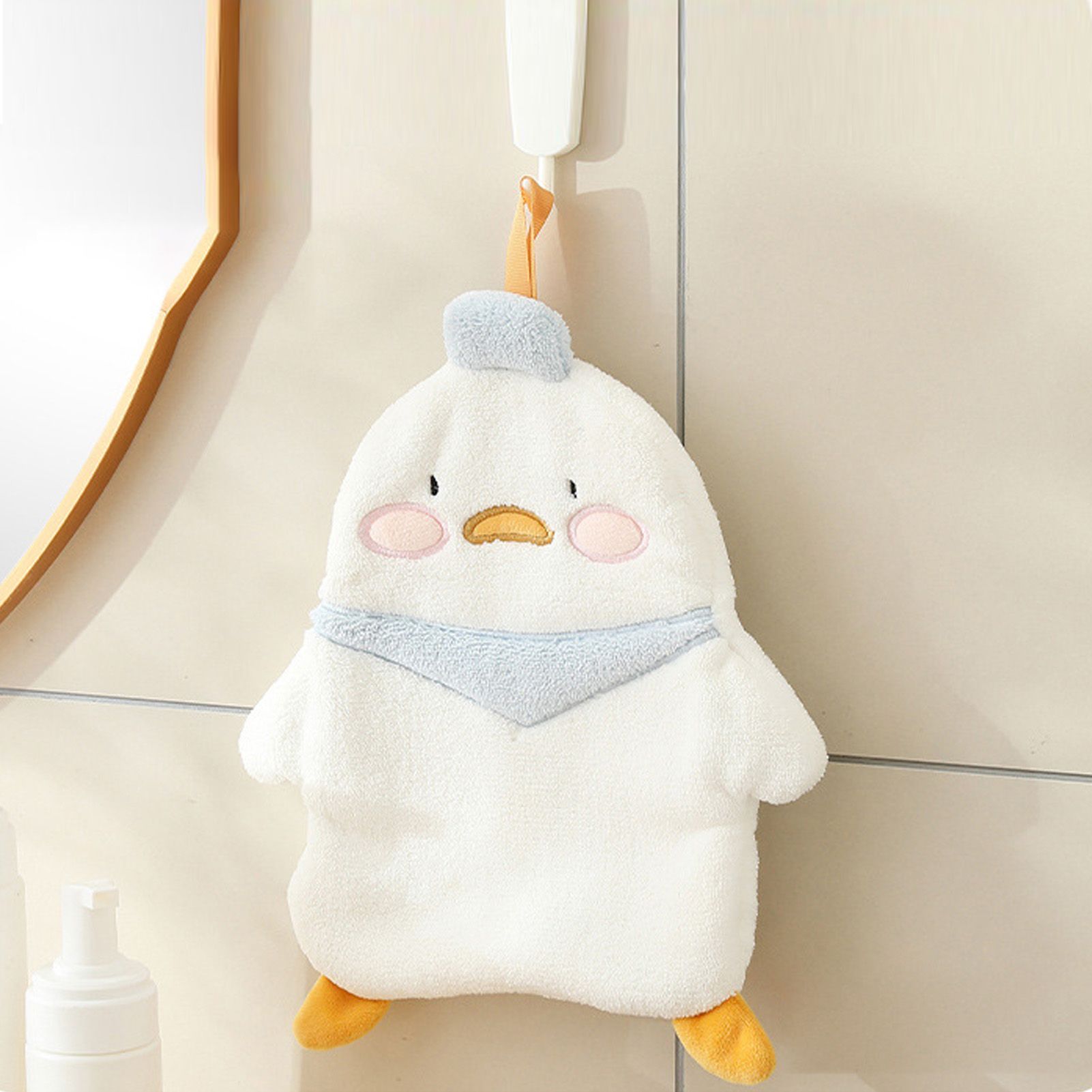 Animal Hand Towel Soft Cute Wall Mounted Dish Cloth Hand Dry Towel for Kitchen Bathroom Duck — image 6