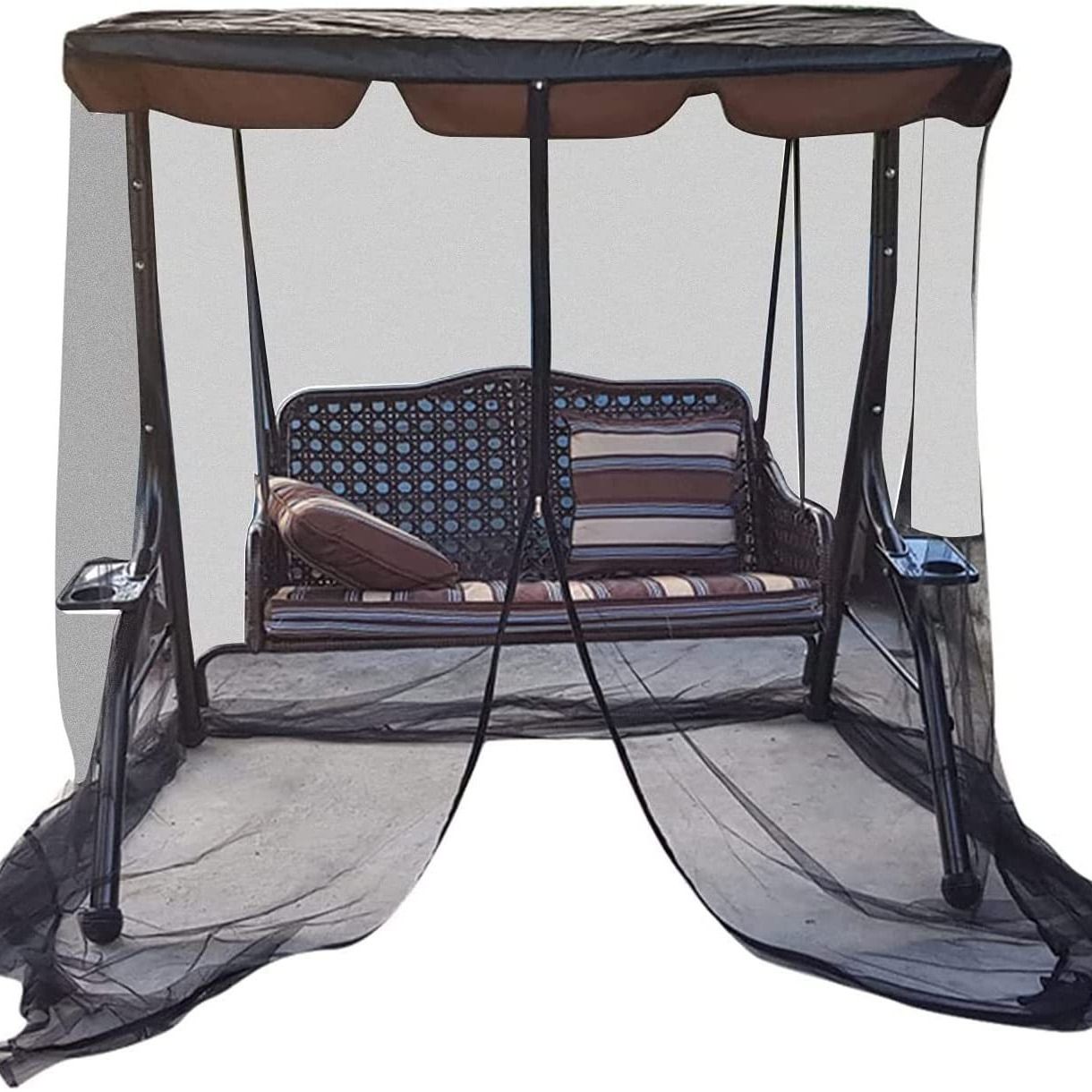 Swing Mosquito Netting, Mosquito Mesh Screen, Outdoor Rectangle with Zipper Opening and roof Waterproof Tent(155*125*200cm)