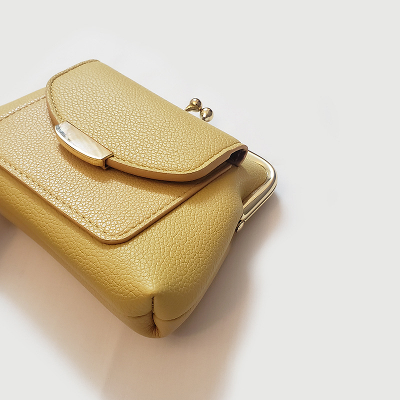 Yellow Vintage Style Women's Kiss Lock Coin Purse - Compact PU Leather Wallet with Card Holder โ image 4