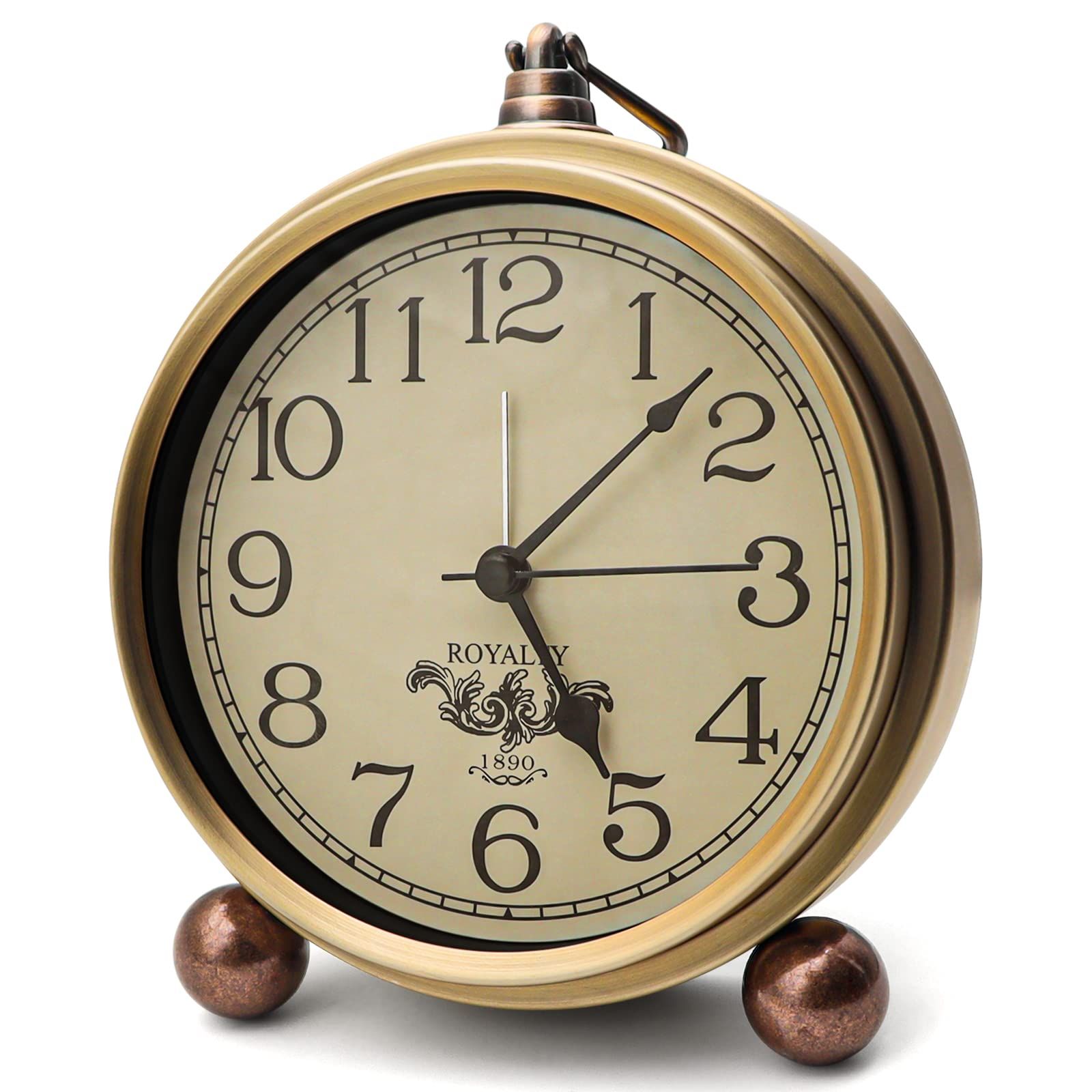 Vintage Analog Clock,5.2 inch Super Silent Clock,Battery Operated Alarm Clock for Bedrooms Desk Travel and Room Decor