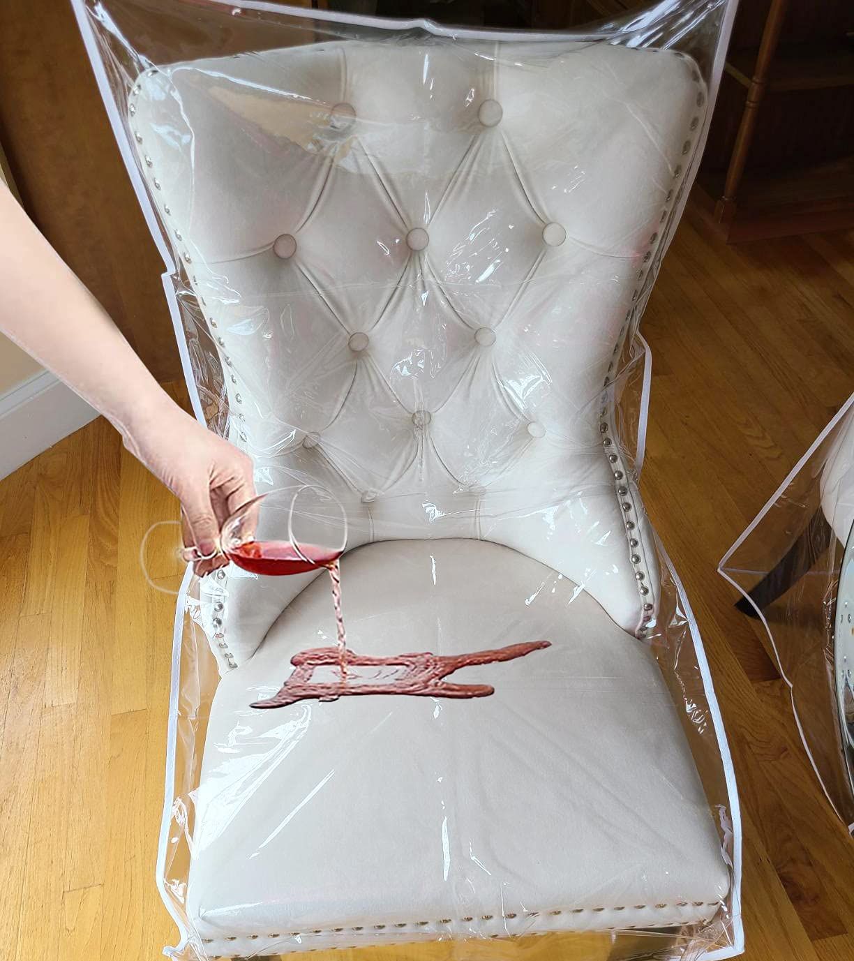Plastic Dining Chair Covers, Waterproof Plastic Chair Covers with Backrests Heavy Duty Clear Chair Seat Cover, No Dust, Dirt — image 5
