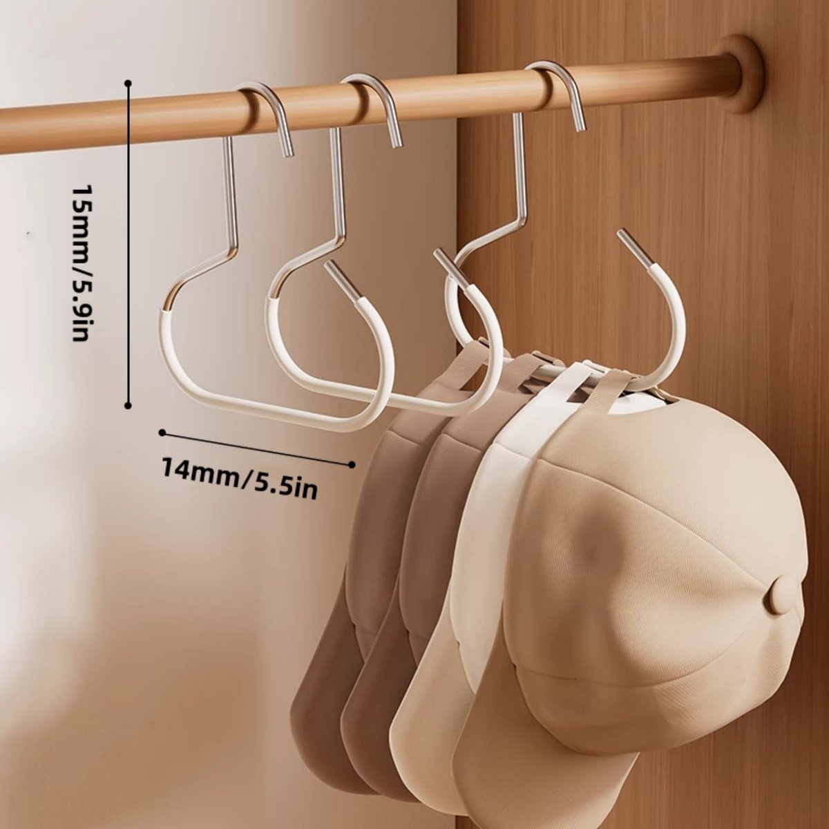 10-pack - Non-slip - Space-saving - Storage rack - Wardrobe belt/scarf hooks - Suitable for displaying hats, vests, ties, shawls (white) — image 6