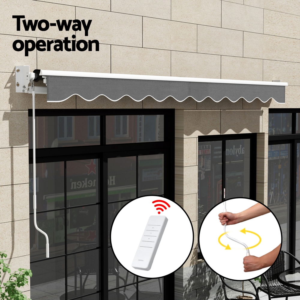 Instahut Retractable Folding Arm Awning Motorised Sunshade 4.5Mx3M Grey — image 6