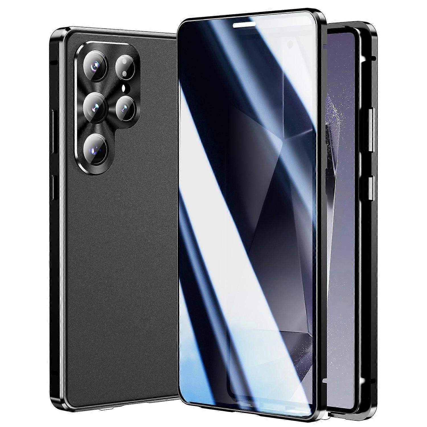 Compatible with Samsung Galaxy S25 Ultra Case Anti-Spy Double-Sided Tempered Glass Magnetic Phone Case - WELLNGS Black_yux Black — image 2