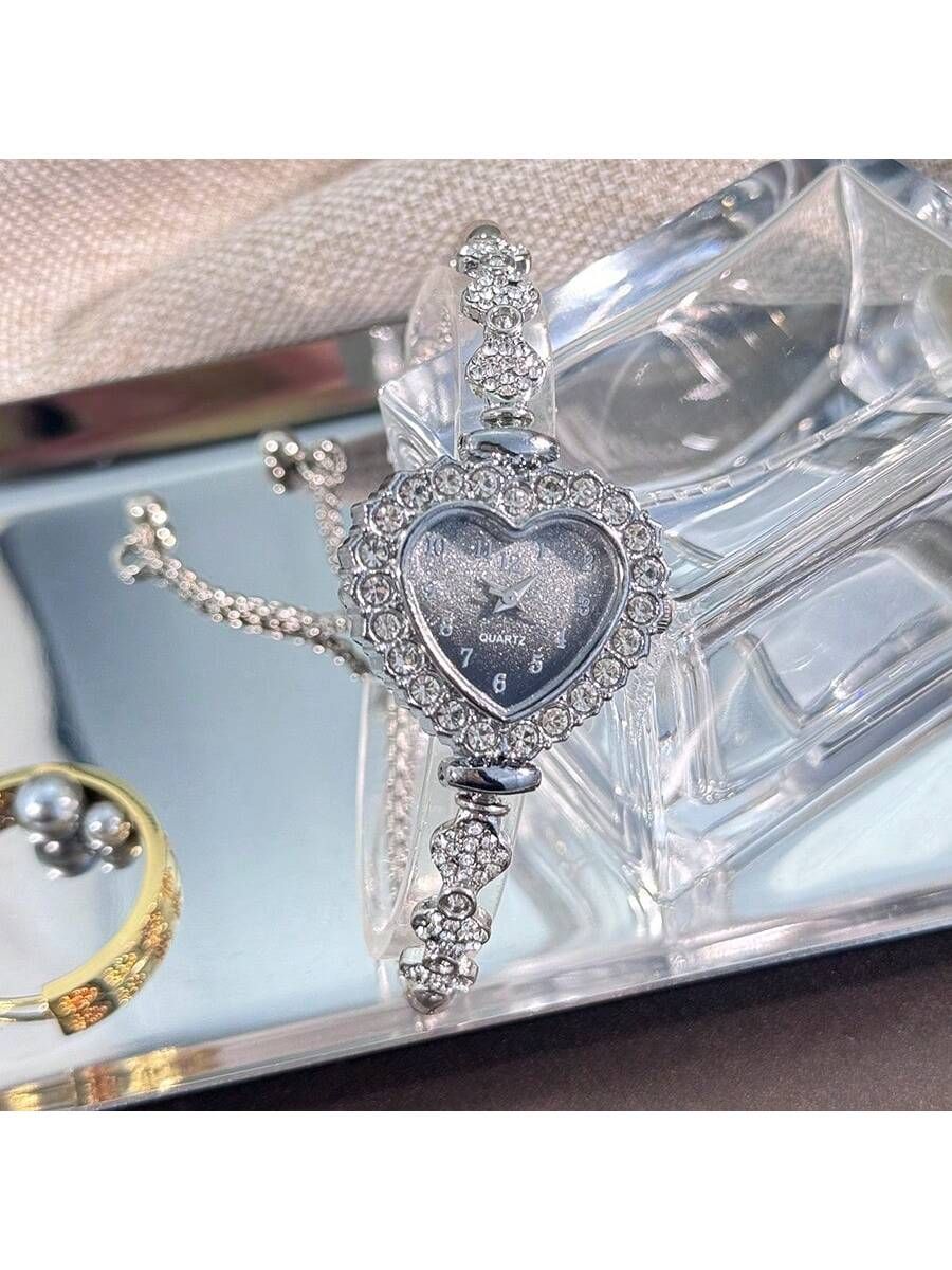 1pc Women Metal Love Shape Dial Arabic Scale Quartz Bracelet Watch Adjustable Cord Style Daily Decoration Ideal Valentine s Day Gift — image 4