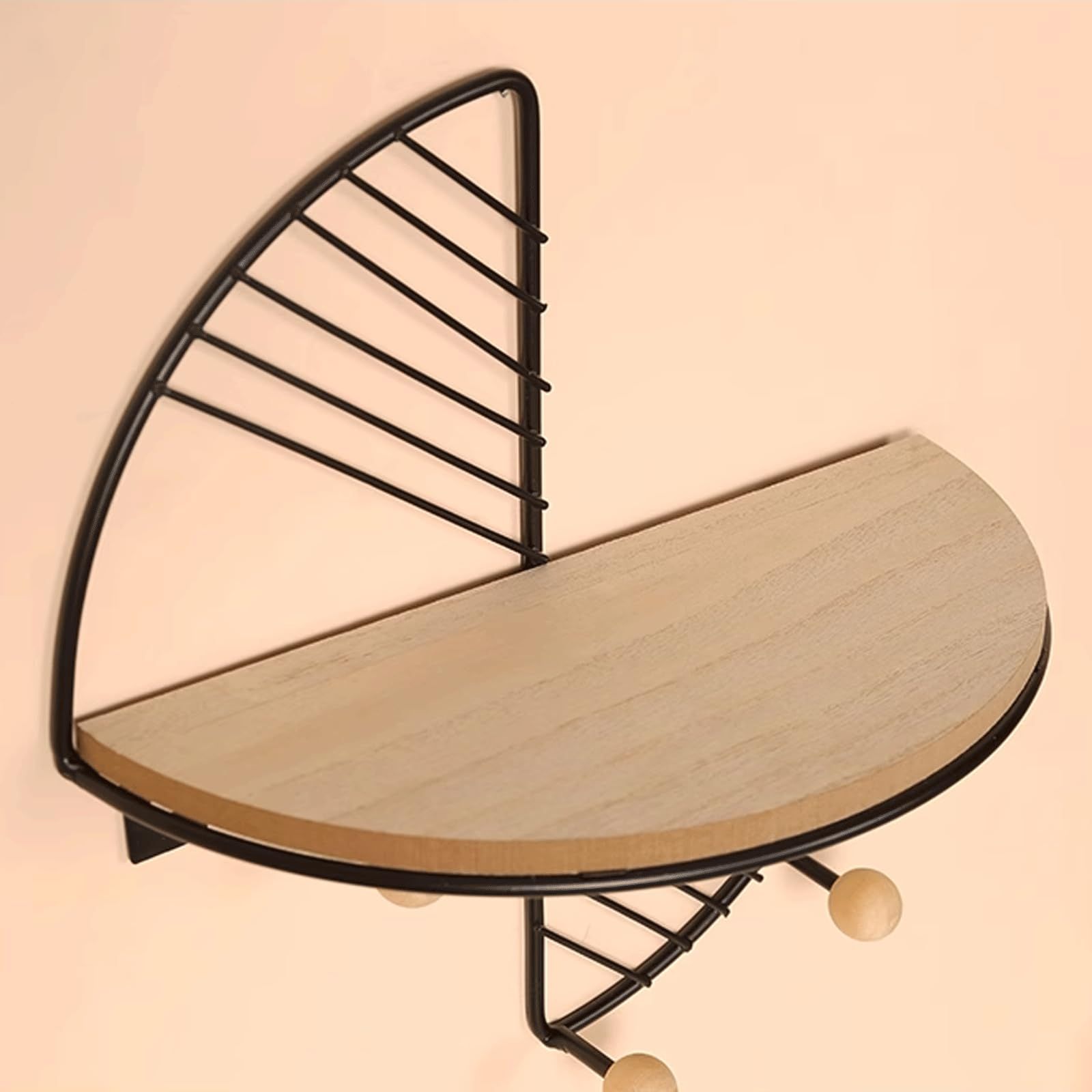 Floating Shelves Wall Mounted Half Round Wall Shelf Wood and Metal Semi-Circle Wall Hanging Shelf Decorative Shelves โ image 4