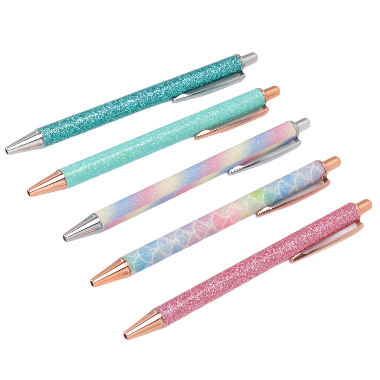 Ballpoint Pens Waterproof Ink Lightweight Portable Plastic Pressing Type Clip Design Writing Ballpoint Pens Set of 5pcs — image 5