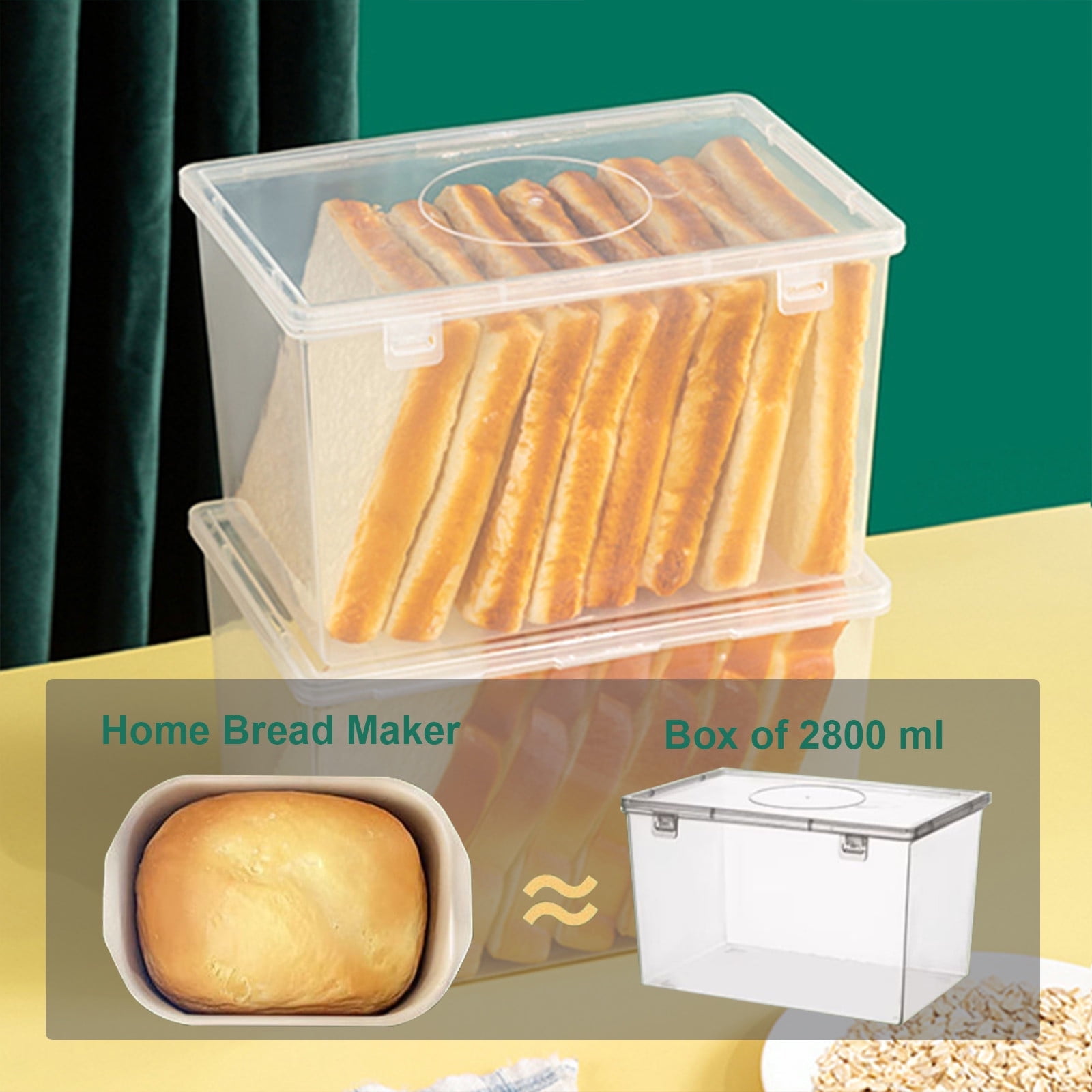 Storage Bins with Lids Airtight Bread Storage Containers Bread Bin Plastic Reusable Loaf Cake Clear Bread Dispenser Fresh Bread Organizer Bin (7.48×5.12 in) — image 4
