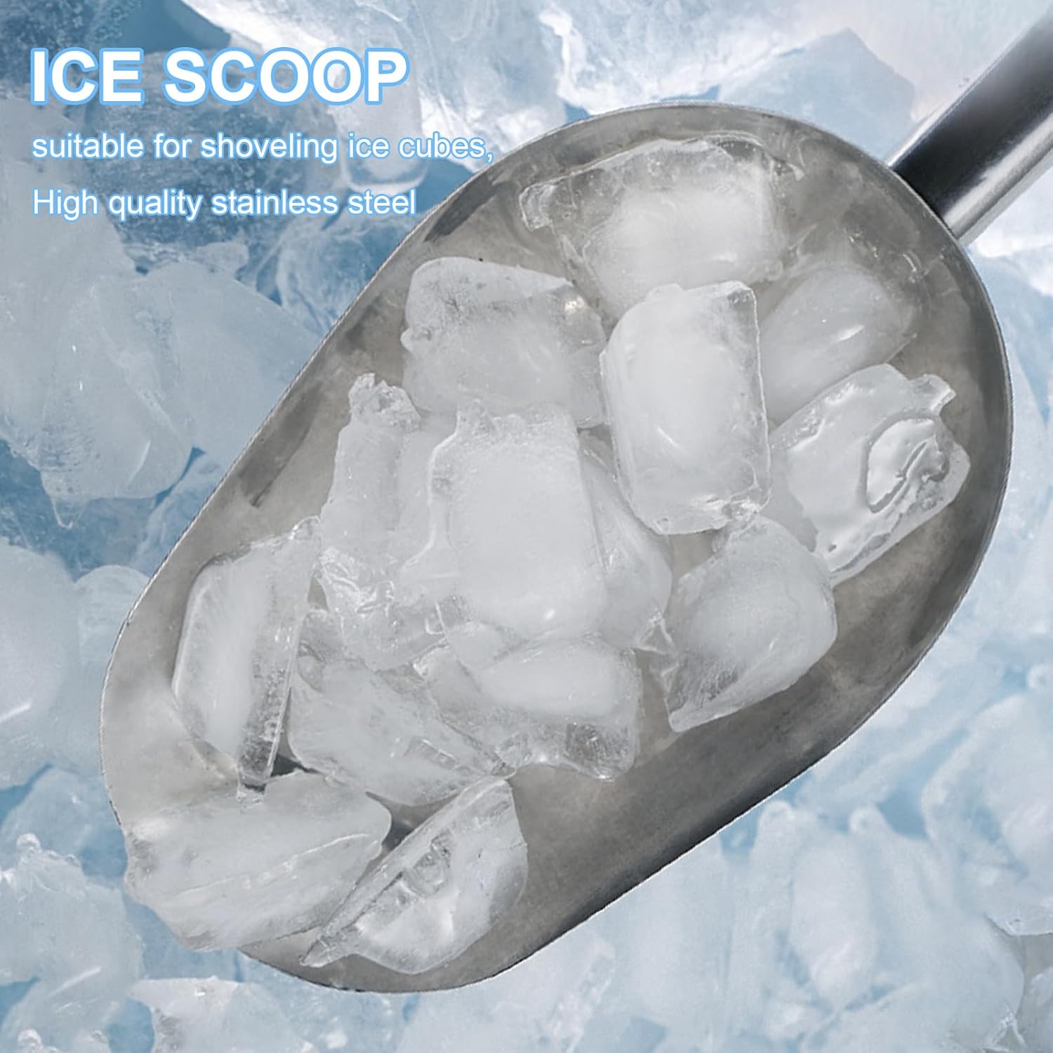 6oz Metal Ice Scoop, Kitchen Ice Scooper for Ice Maker s and Freezer, Stainless Steel Small Ice Scooper for Bar Party Wedding Pet Dog Food, Silver โ image 5