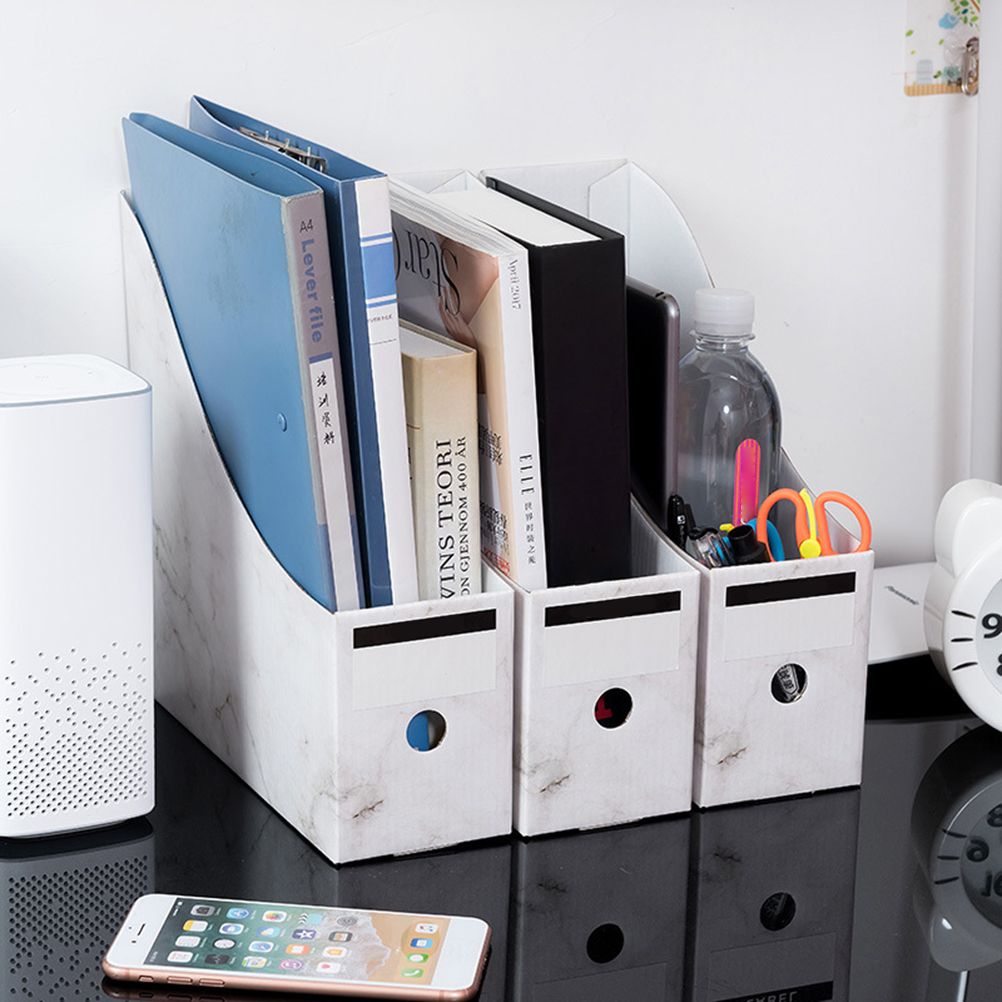 3 pcs Sturdy Cardboard Magazine Holders Folder Holders Magazine Storage Box Desk File Holder โ image 6