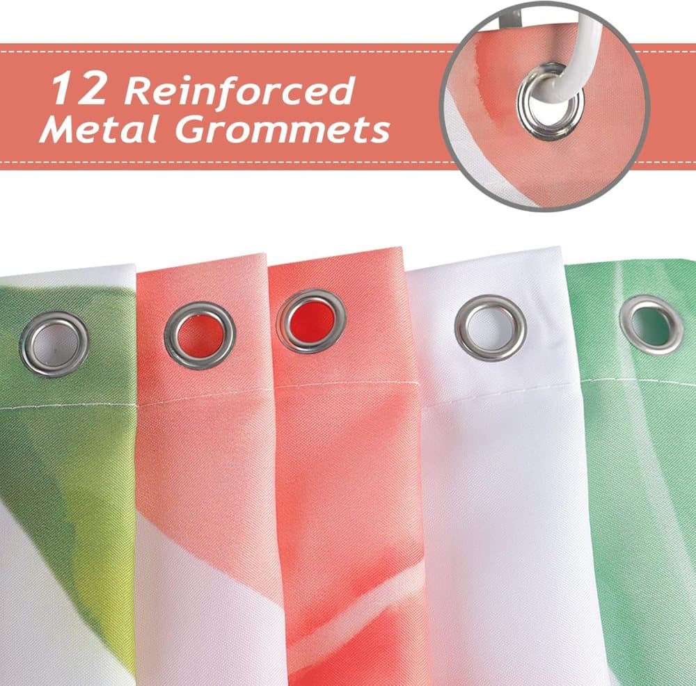 70 × 72 inches Shower Curtain 3D Fruit Motif Waterproof Mold Resistant with 12 Hooks, Pink — image 4