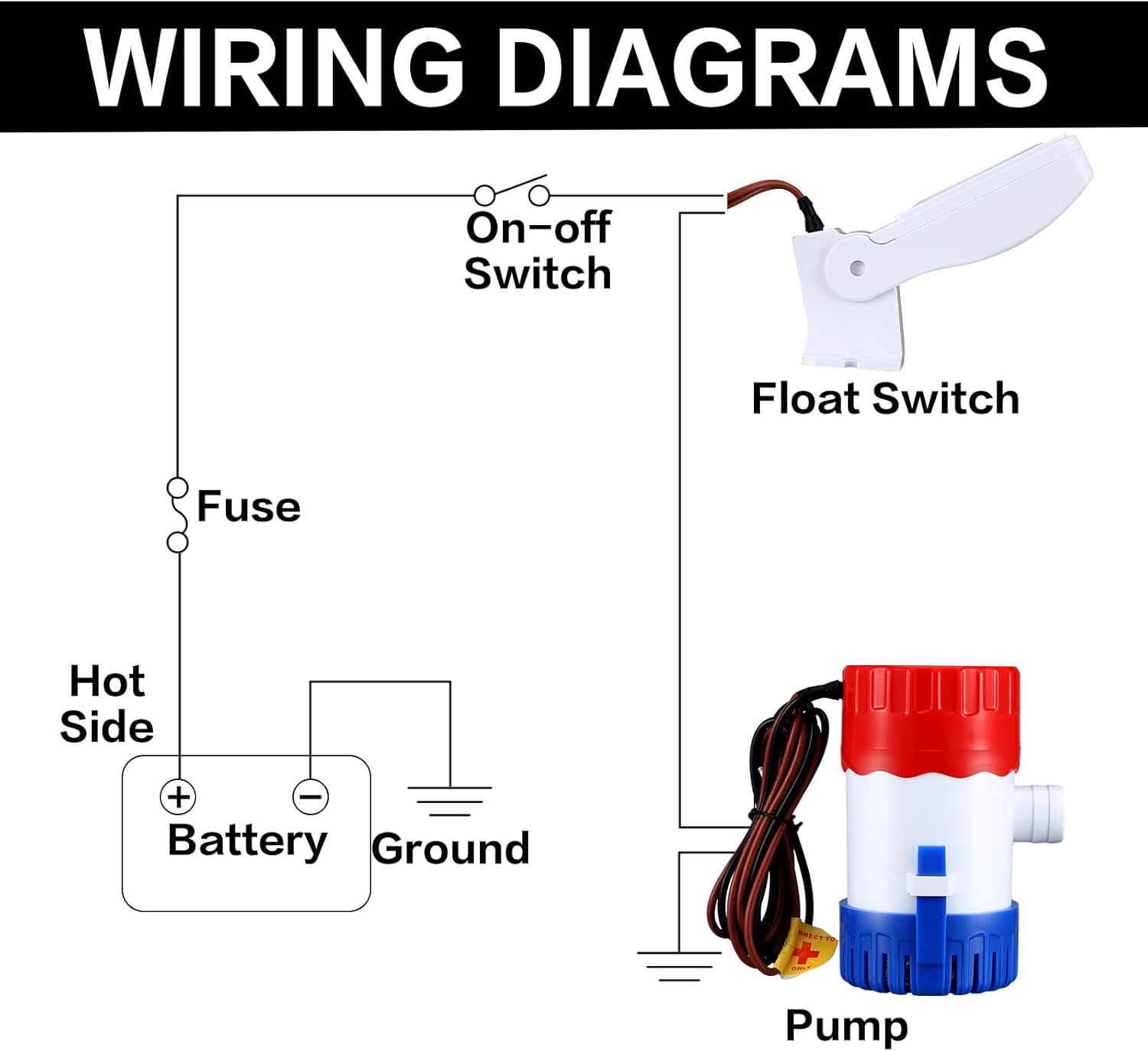 Landhoow Bilge Pump 12V with Float Switch Bilge for Boats DC 12V 24V 32V Portable Marine Electric Boat Water Pump(750 Gph) β image 5