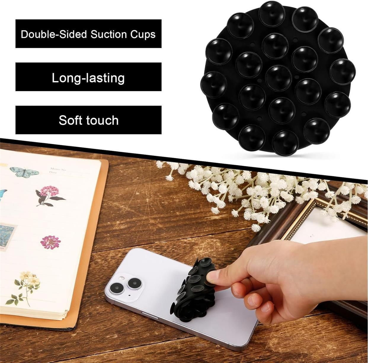 2pcs Suction Phone Case Mount, Silicone Adhesive Phone Holder Hands-Free Support Suction Phone Adhesive Mount Phone โ image 4