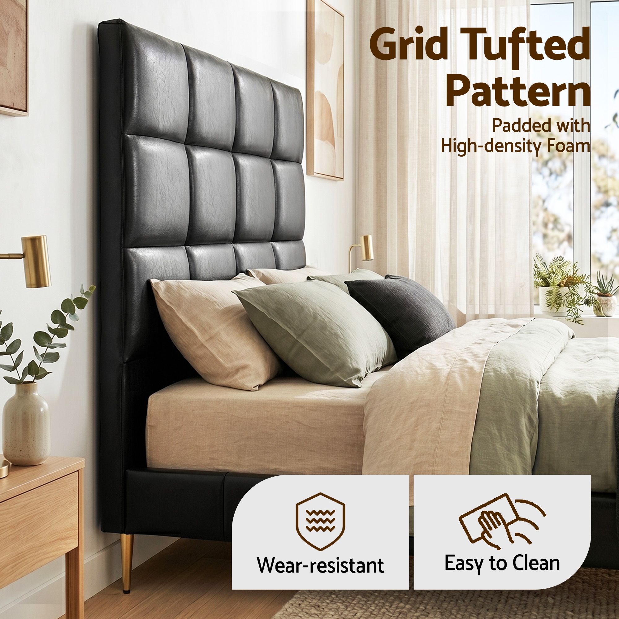 Artiss Bed Headboard Queen Bedhead PU Leather Black โ image 5