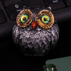 3Pcs Green Small Decorative Resin Owl Figurine - Textured Statue with Blue Eyes โ image 3