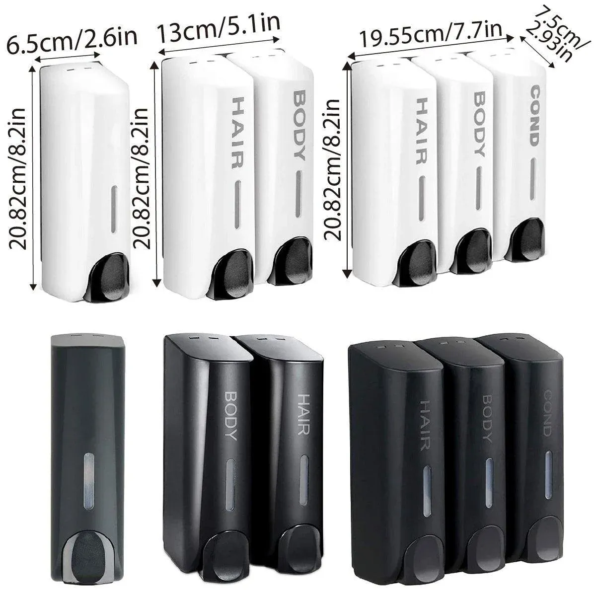Hotel Wall Mounted Soap Dispenser Bathroom Shampoo Shower Gel Hand Soap Box - Black-Double — image 4