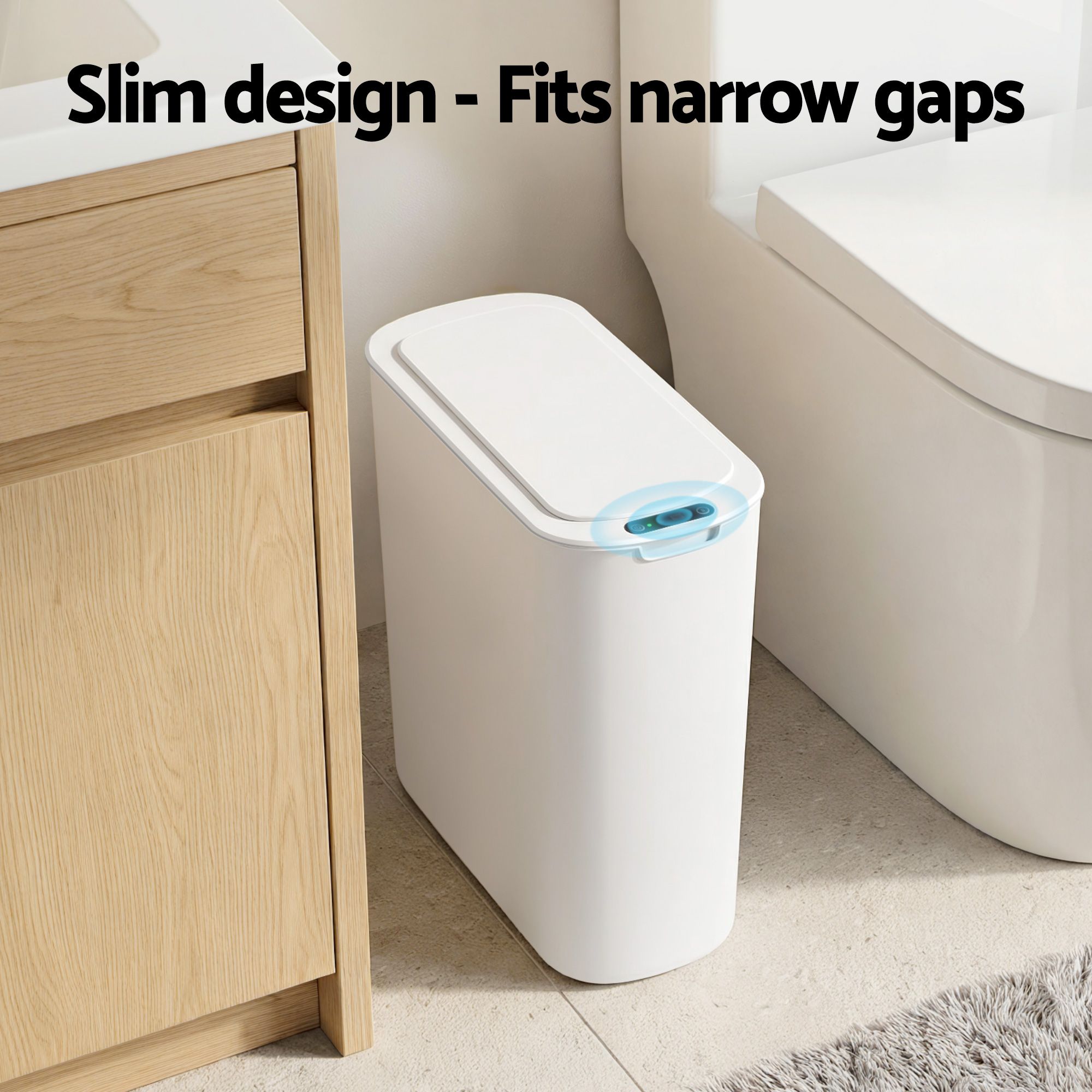 Devanti Automatic Trash Bin with Lid 21L Motion Sensor Kitchen Bin Touchless Garbage Can Plastic Slim Rubbish Bin with Liner Holder for Kitchen — image 6